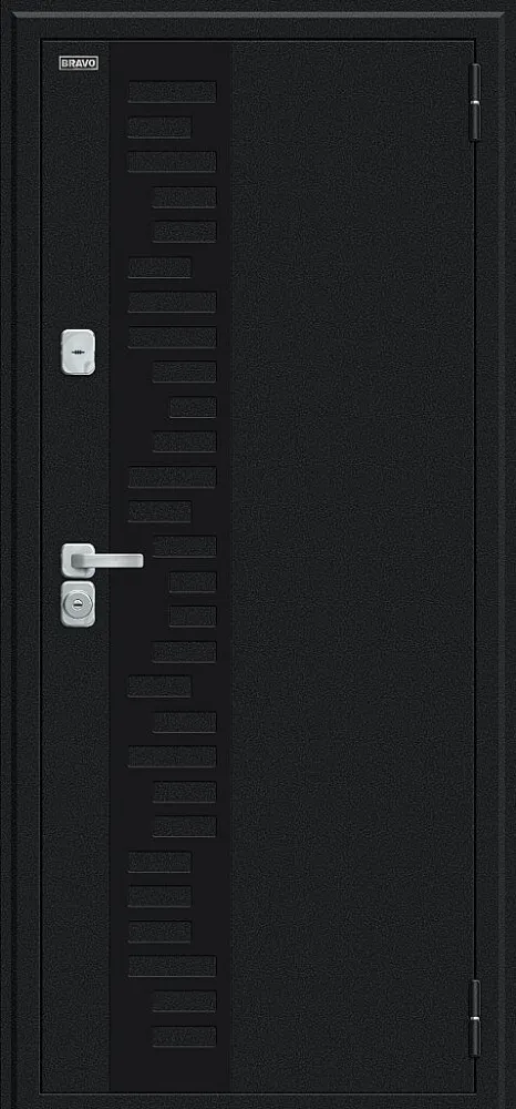 Дверь Thermo Техно Д2/BChrome Букле черное/Wenge Melinga BR6214