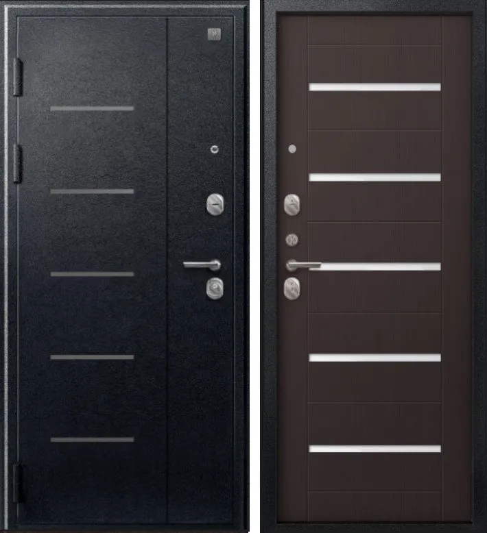 Дверь V-05 Черный муар - Темная лиственница DIS007345